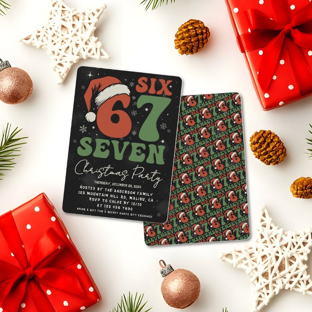 Six Seven 67 Funny Santa Hat Christmas Xmas Meme Inbjudningar (Skapare uppladdad)