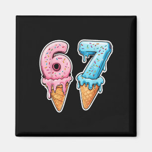 Six Seven 67 Glassdråpe Iskräm Sport Cool Meme Rol Magnet