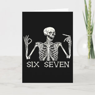 Six Seven 67 Handskylt Skelett Meme Halloween Cos Kort