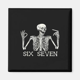 Six Seven 67 Handskylt Skelett Meme Halloween Cos Magnet
