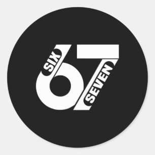 Six Seven 67 Lagsport Roligt Meme 67 6 7 Män Kvinn Runt Klistermärke