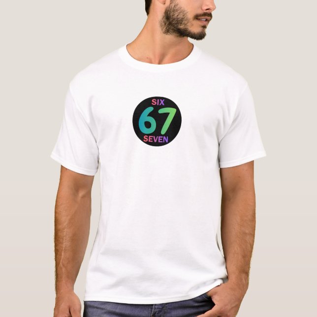 Six Seven 67 Logotyp Viral Meme t-shirt (Framsida)