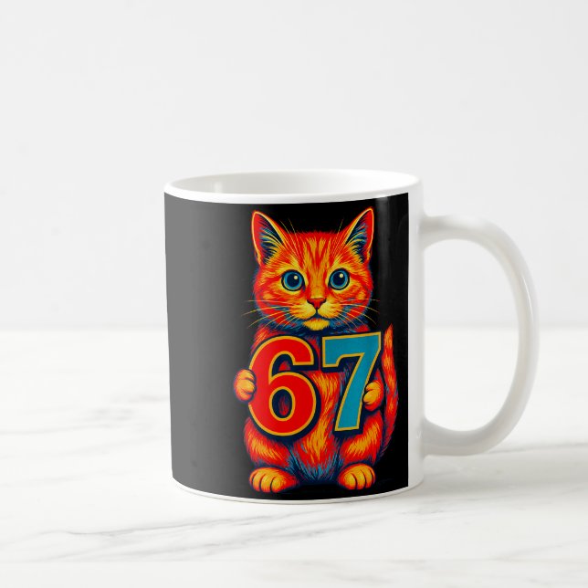 Six Seven 67 Meme 6 7 Cat Youth Boy Girl  Kaffemugg (Höger)