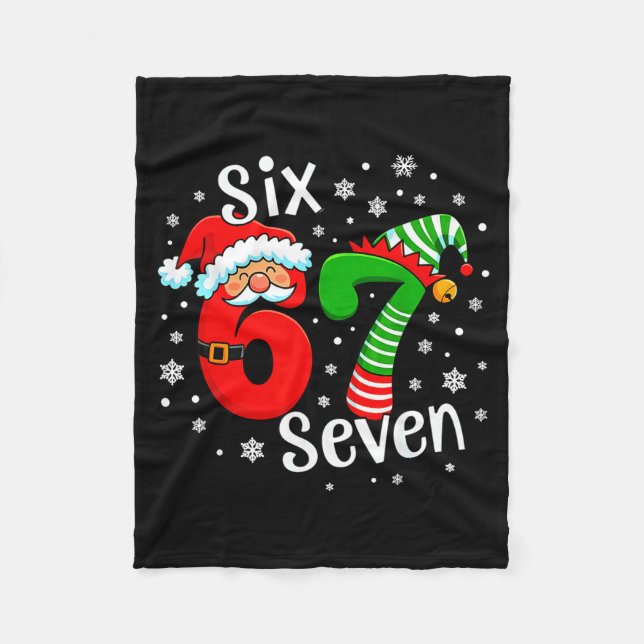Six Seven 67 Meme 6 7 Elf Santa Christmas  Fleecefilt (Framsidan)