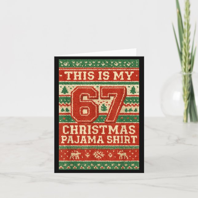 Six Seven 67 Meme 6 7 Holiday Christmas Pajamas Br Kort (Framsida)