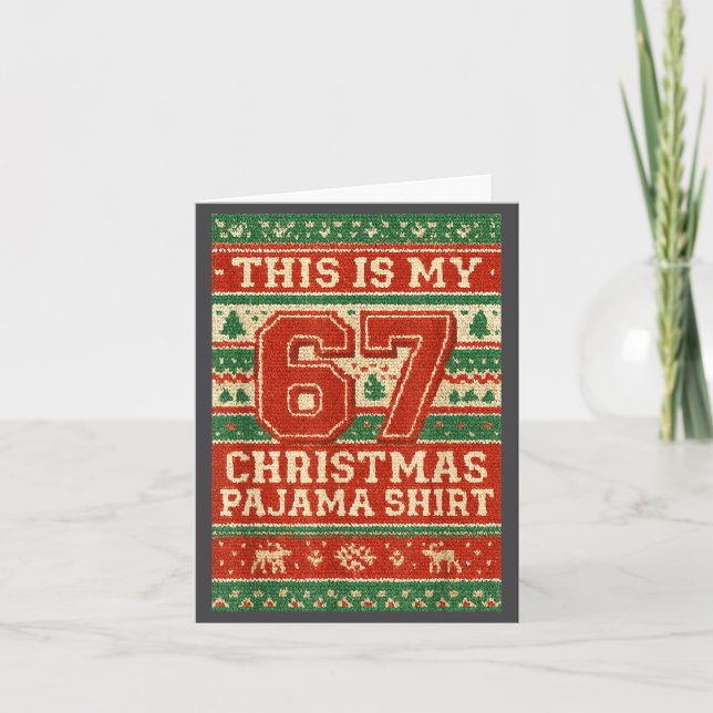 Six Seven 67 Meme 6 7 Holiday Christmas Pajamas Br Kort (Framsida)