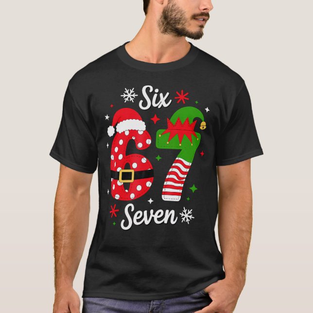 Six Seven 67 Meme 6 7 Tomte Jul Barn T Shirt (Framsida)