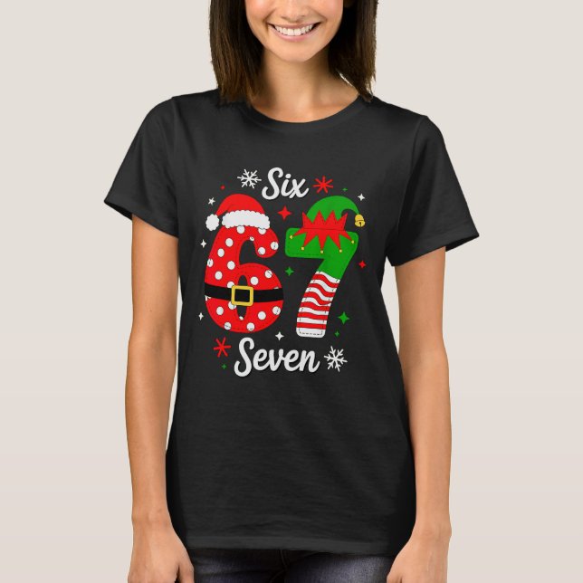 Six Seven 67 Meme 6 7 Tomte Jul Pyjamas Barn T Shirt (Framsida)