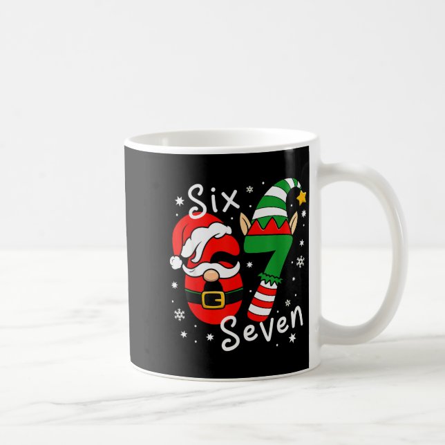 Six Seven 67 Meme 6 7 Tomte Jultomte Julpyjamas  Kaffemugg (Höger)
