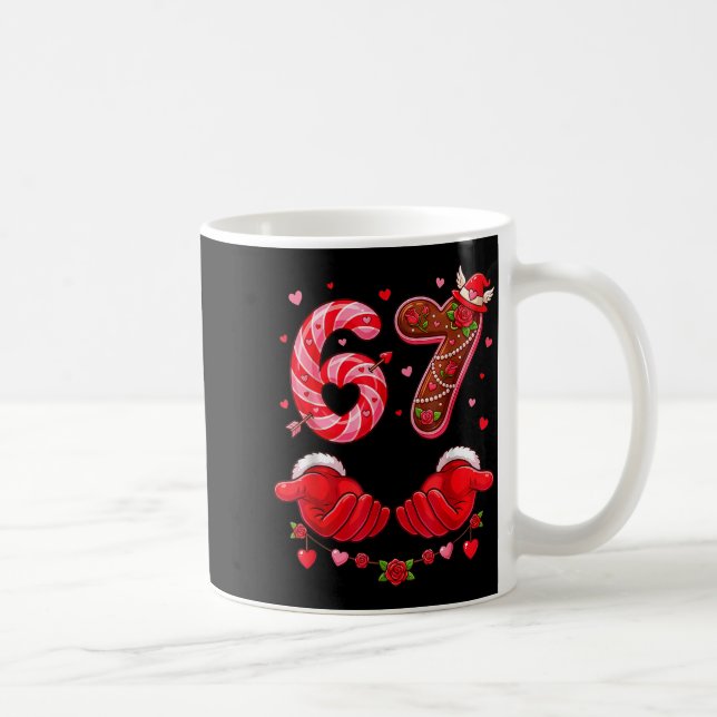 Six Seven 67 Meme 6 7 Valentines Day Heart Men Wom Kaffemugg (Höger)