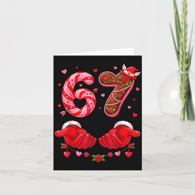 Six Seven 67 Meme 6 7 Valentines Day Heart Men Wom Kort (Framsida)