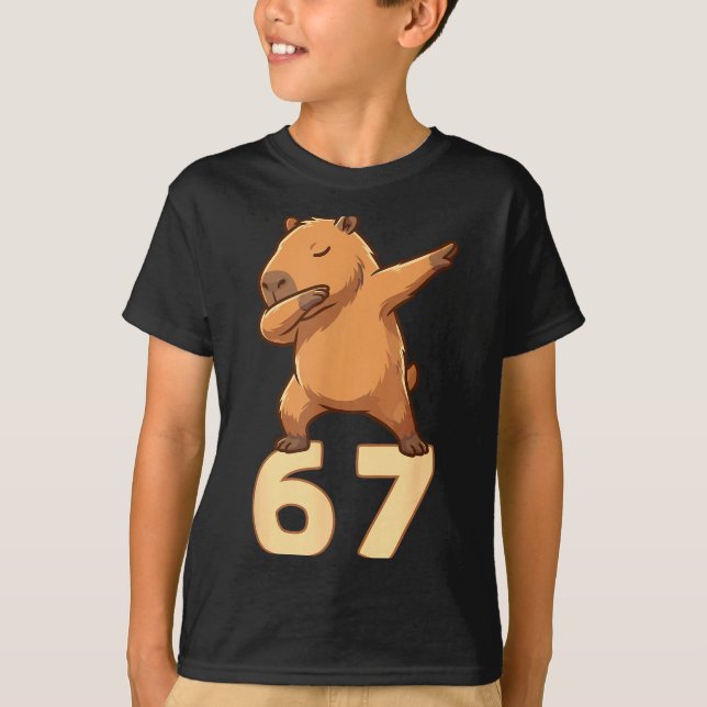 Six Seven 67 Meme Capybara Funny 67 Capybara For K T Shirt (Framsida)