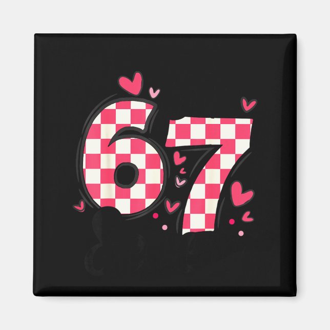 Six Seven 67 Meme Coquette Bow 6 7 Alla hjärtans d Magnet (Framsidan)