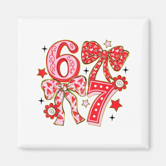 Six Seven 67 Meme Coquette Bow 6 7 Valentines Day  Magnet (Framsidan)