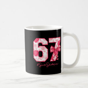 Six Seven 67 Meme Coquette Tjej Bow Rolig Gen Alph Kaffemugg