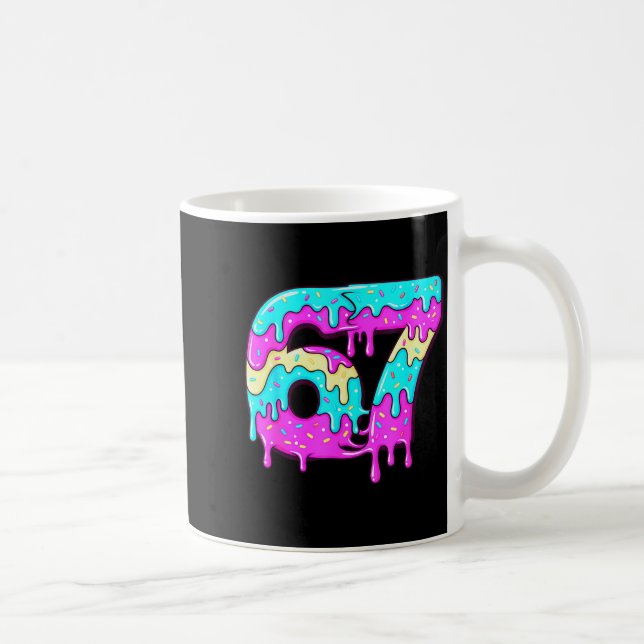 Six Seven 67 Meme Drippy Number 67 Ice Cream  Kaffemugg (Höger)