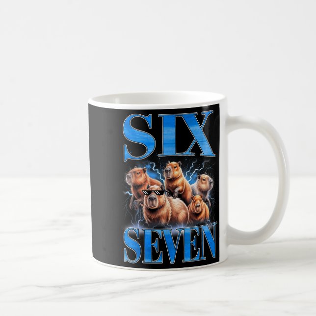 Six Seven 67 Meme Funny Capybara Bootleg Graphic  Kaffemugg (Höger)