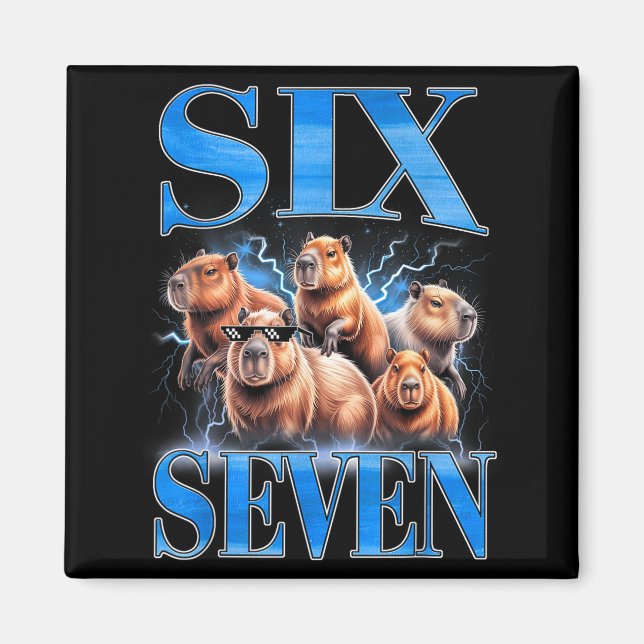 Six Seven 67 Meme Funny Capybara Bootleg Graphic  Magnet (Framsidan)