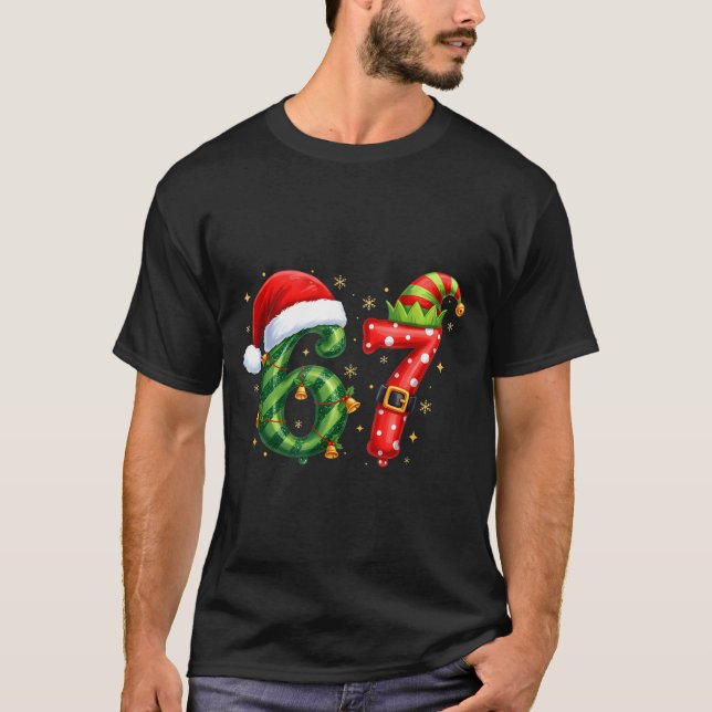 Six Seven 67 Meme Funny Christmas Santa Gen Alpha  T Shirt (Framsida)