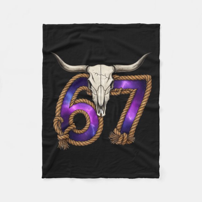 Six Seven 67 Meme Funny Western Cowboy Bull Skull  Fleecefilt (Framsidan)