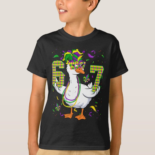 Six Seven 67 Meme Goose Med Narren Hatt & Pärlor T Shirt (Framsida)