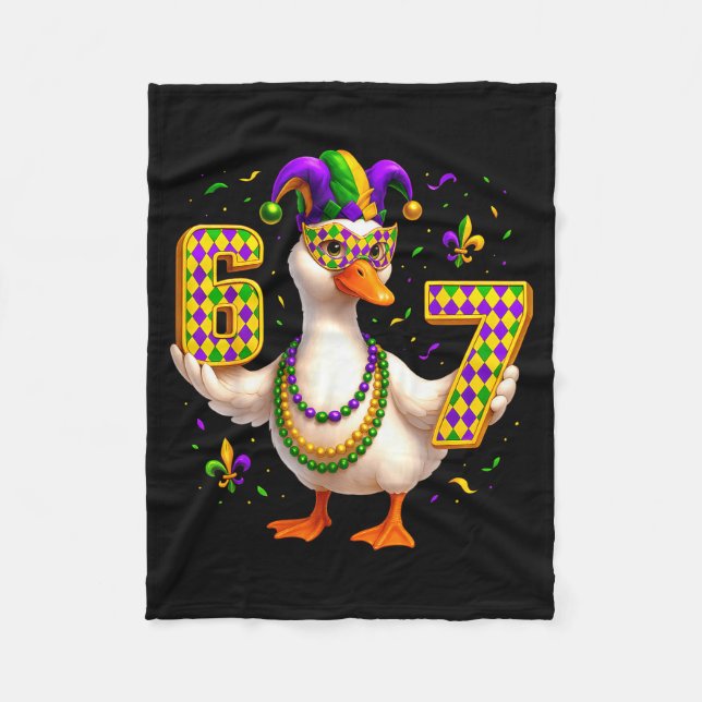 Six Seven 67 Meme Goose With Jester Hat &amp; Bead Fleecefilt (Framsidan)