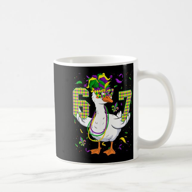 Six Seven 67 Meme Goose With Jester Hat &amp; Bead Kaffemugg (Höger)