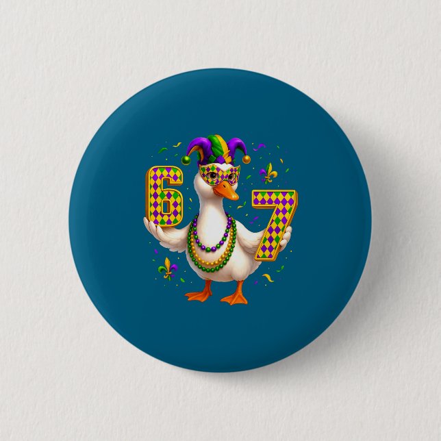 Six Seven 67 Meme Goose With Jester Hat &amp; Bead Knapp (Framsida)