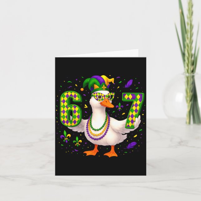 Six Seven 67 Meme Goose With Jester Hat &amp; Bead Kort (Framsida)
