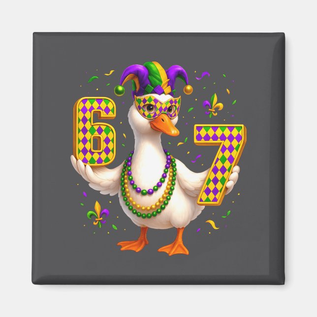 Six Seven 67 Meme Goose With Jester Hat &amp; Bead Magnet (Framsidan)