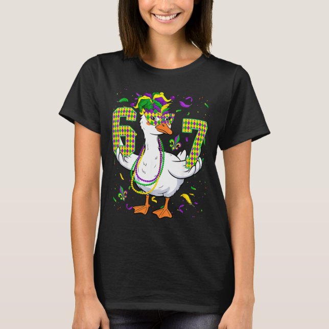 Six Seven 67 Meme Goose With Jester Hat &amp; Bead T Shirt (Framsida)