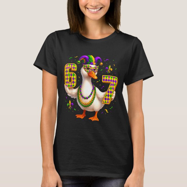 Six Seven 67 Meme Goose With Jester Hat &amp; Bead T Shirt (Framsida)