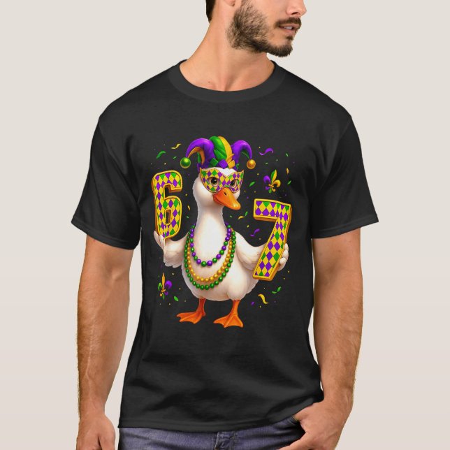 Six Seven 67 Meme Goose With Jester Hat &amp; Bead T Shirt (Framsida)