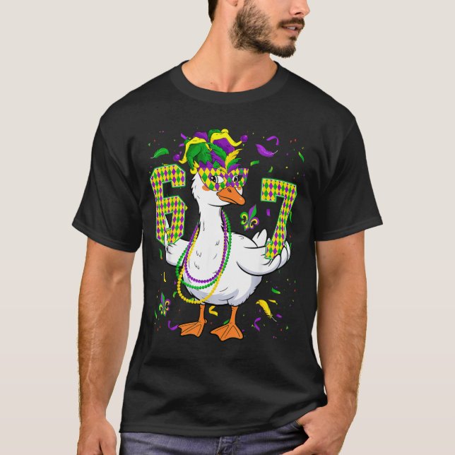 Six Seven 67 Meme Goose With Jester Hat &amp; Bead T Shirt (Framsida)
