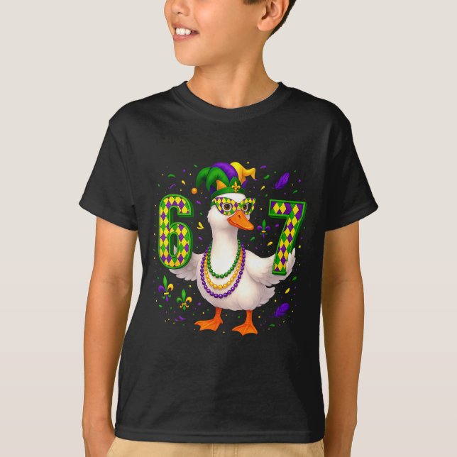 Six Seven 67 Meme Goose With Jester Hat &amp; Bead T Shirt (Framsida)