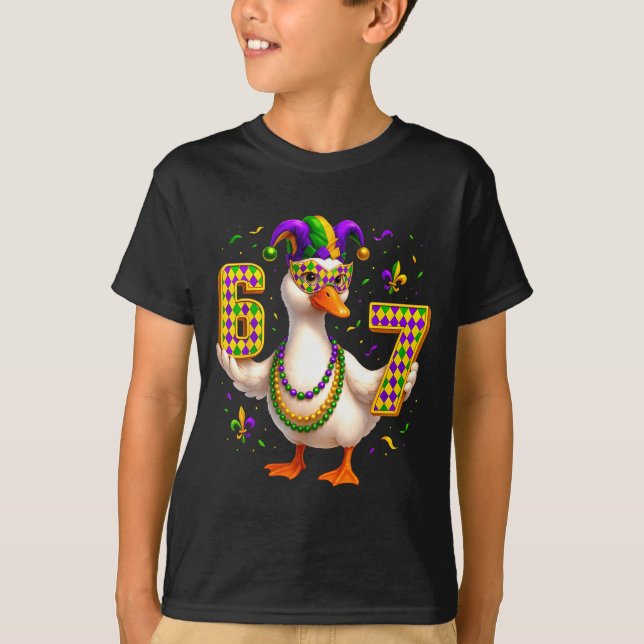 Six Seven 67 Meme Goose With Jester Hat &amp; Bead T Shirt (Framsida)