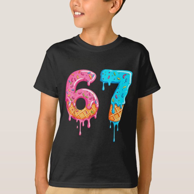 Six Seven 67 Meme Ice Cream Drip Funny  T Shirt (Framsida)