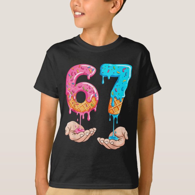 Six Seven 67 Meme Ice Cream Drip Funny  T Shirt (Framsida)