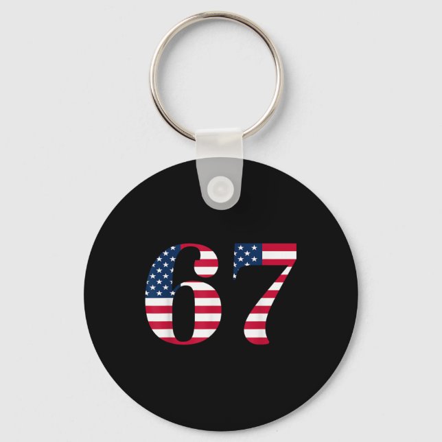 Six Seven 67 Meme Rolig Amerikansk Flagga Hallowee Nyckelring (Framsida)