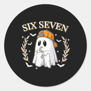 Six Seven 67 Meme Rolig Spöke Halloween 6 7 Par Runt Klistermärke