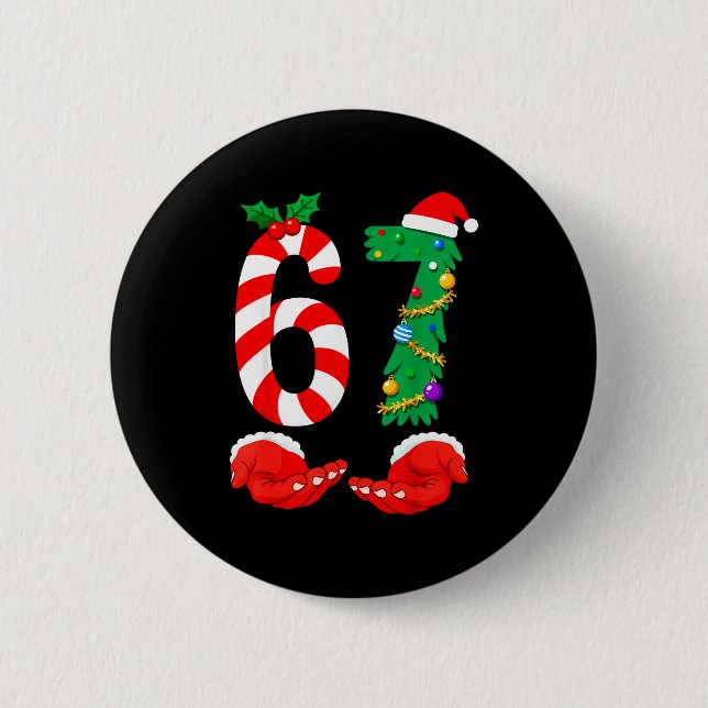 Six Seven 67 Meme Santa Christmas Holiday Funny  Knapp (Framsida)
