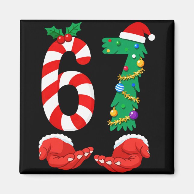 Six Seven 67 Meme Santa jul jul firande rolig  Magnet (Framsidan)