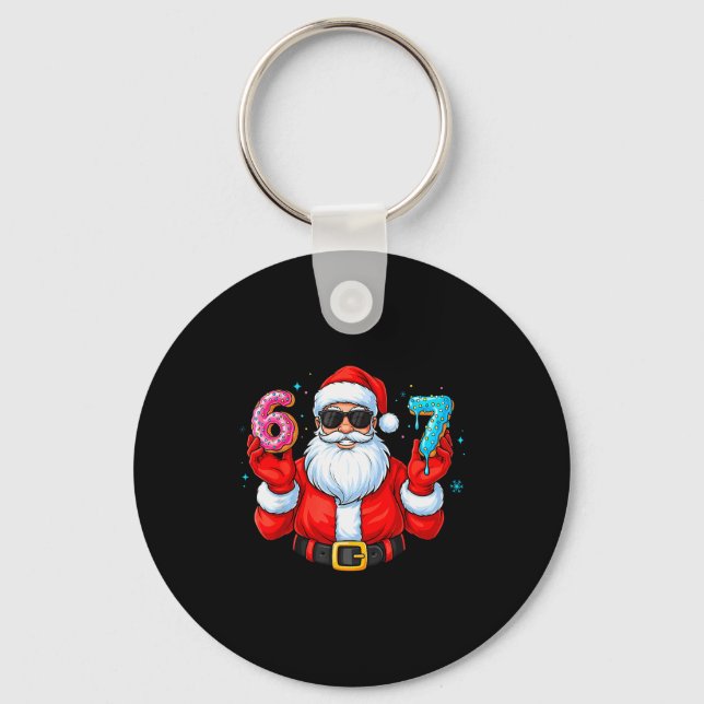 Six Seven 67 Meme Tomte 67 Glass Strömmar Jul Nyckelring (Framsida)