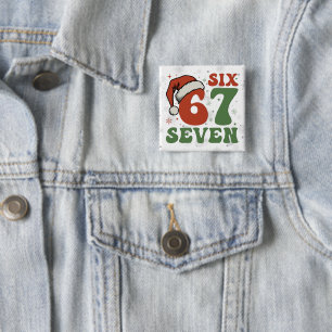 Six Seven 67 Rolig Santa Hatt Jul Xmas Meme Knapp