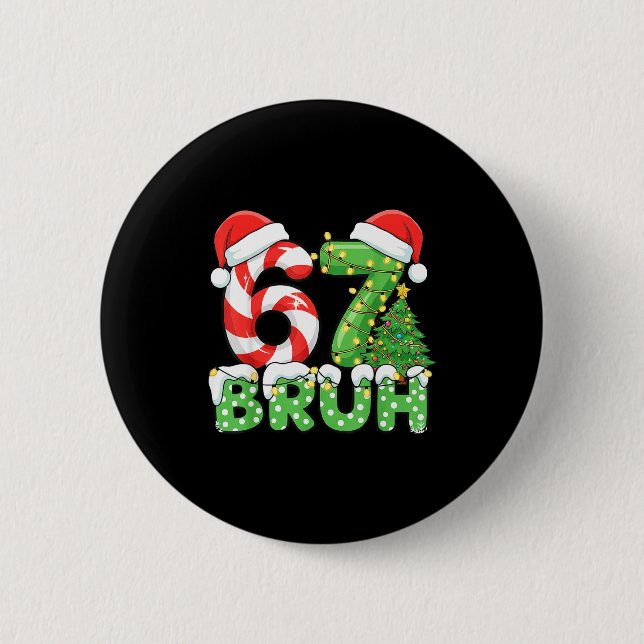 Six Seven 67 Rolig Tomte Bruh Jul Meme  Knapp (Framsida)