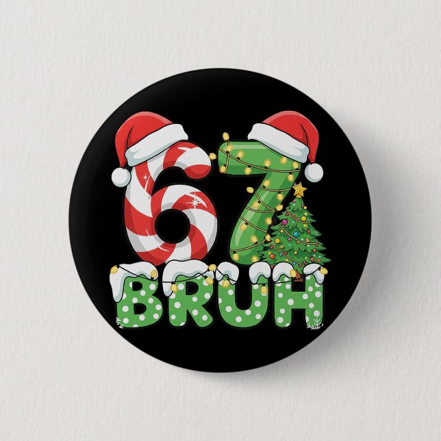 Six Seven 67 Rolig Tomte Bruh Jul Meme  Knapp (Framsida)