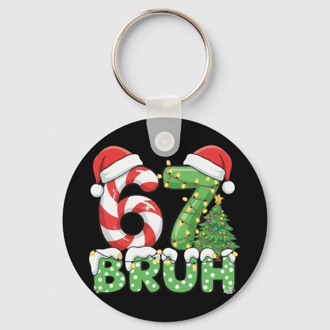 Six Seven 67 Rolig Tomte Bruh Jul Meme  Nyckelring (Framsida)