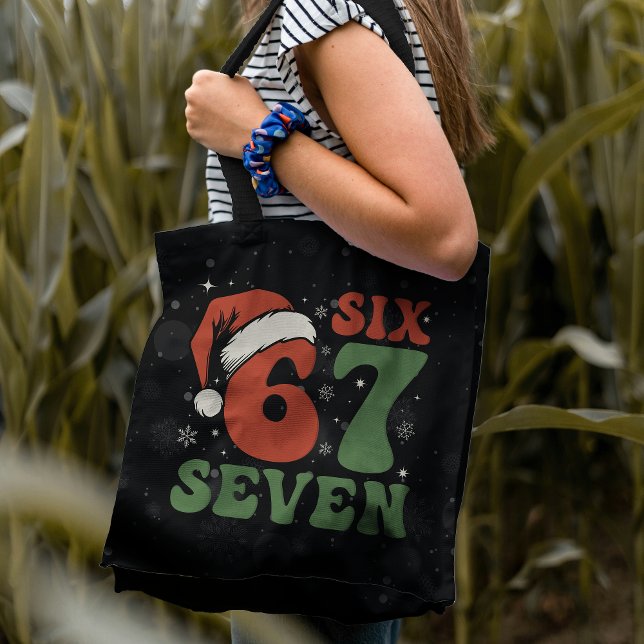 Six Seven 67 Rolig Tomtehatt Jul Xmas Meme Tygkasse (Skapare uppladdad)