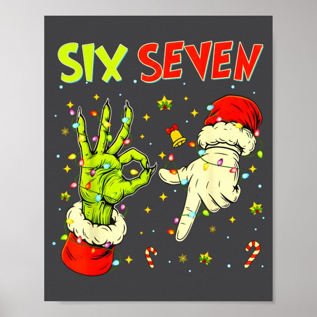 Six Seven 67 Roligt Handtecken Jul Meme  Poster (Framsidan)
