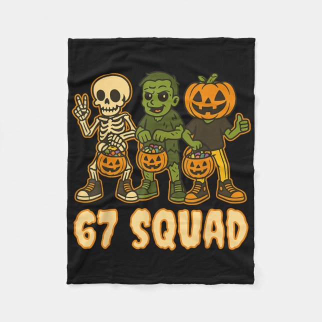 Six Seven 67 Squad Skeleton Pumpkin Halloween Boys Fleecefilt (Framsidan)